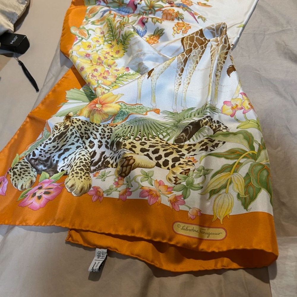 Ferragamo  Colorful Animal Print Scarf